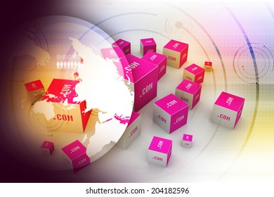 Dot com domain in cubes