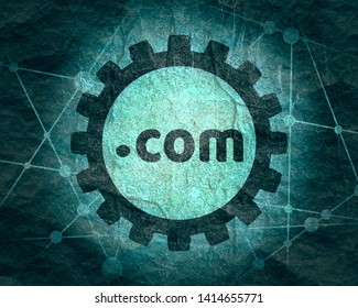 Dot com domain name. Internet and web telecommunication concept. Molecule And Communication Background. Connected lines with dots.