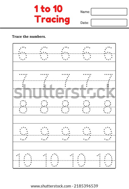 Dot Dot Number Tracing Practice Kindergarten Stock Illustration ...