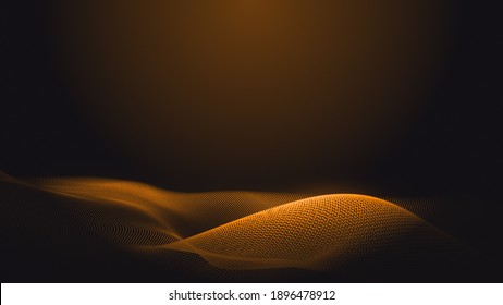 Dot Orange Wave Light Screen Gradient Texture Background. Abstract  Technology Big Data Digital Background. 3d Rendering.