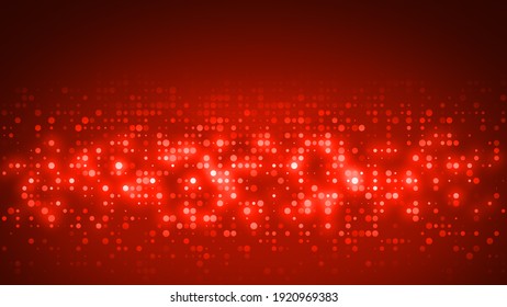 Dot Red Pattern Screen Led Light Gradient Texture Background. Abstract Technology Big Data Digital Background. 3d Rendering.