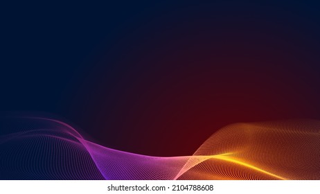 Dot Red Purple Wave Line Light Gradient Dark Background. Abstract  Technology Big Data Digital Background. 3d Rendering.