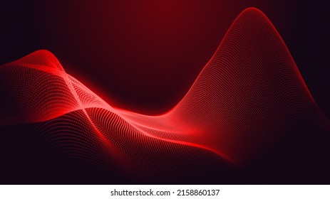 Dot Red Purple Wave Line Light Gradient Dark Background. Abstract  Technology Big Data Digital Background. 3d Rendering.