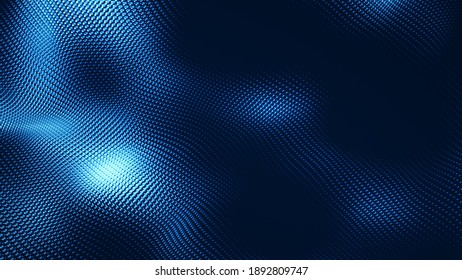 Dot White Blue Wave Light Screen Gradient Texture Background. Abstract  Technology Big Data Digital Background. 3d Rendering.