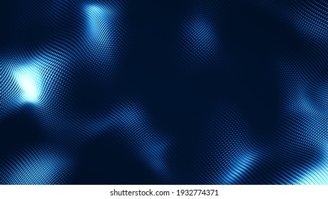 Dot White Blue Wave Light Screen Gradient Texture Background. Abstract  Technology Big Data Digital Background. 3d Rendering.