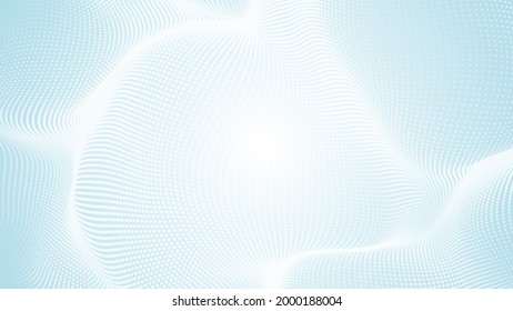 Dot White Blue Wave Pattern Screen Gradient Bright Texture Background. Abstract Technology Big Data Digital Background. 3d Rendering.