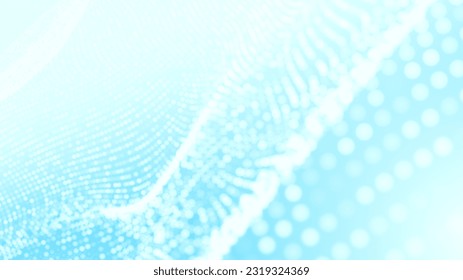 Dot white blue wave pattern screen gradient bright texture background. Abstract technology big data digital background. 3d rendering.