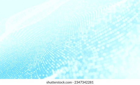 Dot white blue wave pattern screen gradient bright texture background. Abstract technology big data digital background. 3d rendering.