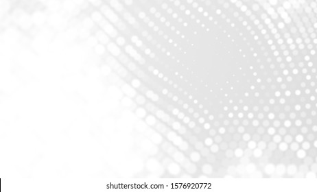 Dot White Gray Wave Light Technology Texture Background. Abstract Big Data Digital Concept. 3d Rendering.