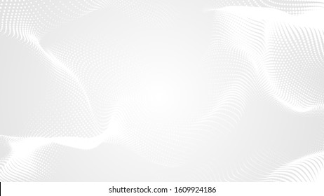 Dot White Gray Wave Light Technology Texture Background. Abstract Big Data Digital Concept. 3d Rendering.