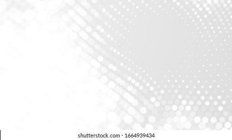 Dot White Gray Wave Light Technology Texture Background. Abstract Big Data Digital Concept. 3d Rendering.