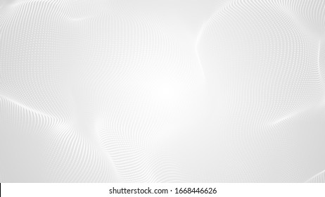 Dot White Gray Wave Light Technology Texture Background. Abstract Big Data Digital Concept. 3d Rendering.