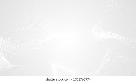 Dot White Gray Wave Light Technology Texture Background. Abstract Big Data Digital Concept. 3d Rendering.