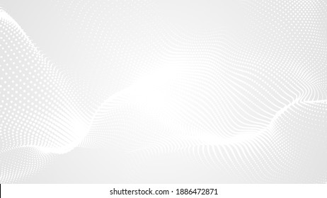 Dot White Gray Wave Light Technology Texture Background. Abstract Big Data Digital Concept. 3d Rendering.