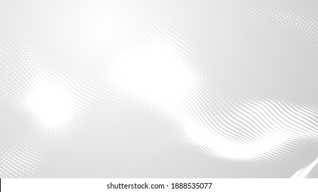 Dot White Gray Wave Light Technology Texture Background. Abstract Big Data Digital Concept. 3d Rendering.