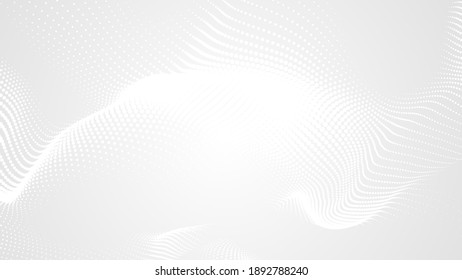 Dot White Gray Wave Light Technology Texture Background. Abstract Big Data Digital Concept. 3d Rendering.