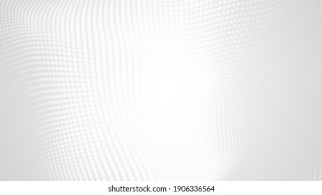 Dot White Gray Wave Light Technology Texture Background. Abstract Big Data Digital Concept. 3d Rendering.