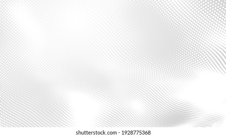 Dot White Gray Wave Light Technology Texture Background. Abstract Big Data Digital Concept. 3d Rendering.