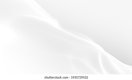 Dot White Gray Wave Light Technology Texture Background. Abstract Big Data Digital Concept. 3d Rendering.