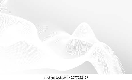 Dot white gray wave light technology texture background. Abstract big data digital concept. 3d rendering.