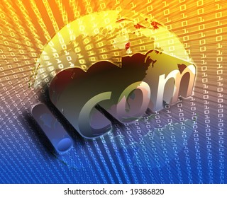 dotCom background, on US map internet illustration
