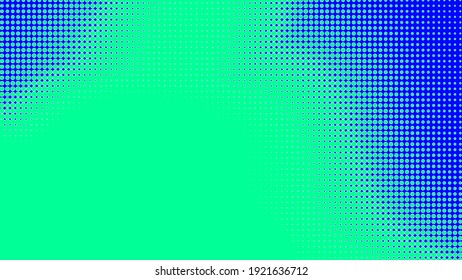 Dots Halftone Green Blue Color Pattern Gradient Texture With Technology Digital Background. Dots Pop Art Comics With Summer Background. 