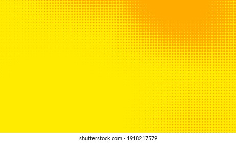 Dots Halftone Yellow Orange Color Pattern Gradient Texture With Technology Digital Background. Dots Pop Art Comics With Summer Background. 