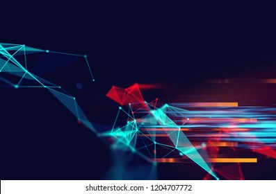 Dots And Lines Connection On Abstract Technology Background.3d Illustration
