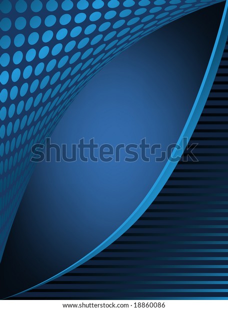 Dots and stripes blue business\
abstract has angle opening for text area and glow\
background.