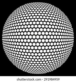 Dotted Halftone Sphere. Retro Party Background With Disco Ball