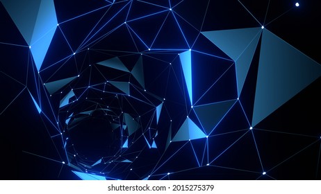 Dotted Line Digital Plexus Tunnel Gold 3d Render Loop