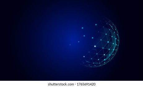 Dotted Link, Hollow Out Part Of Digital Earth, Internet Technology.