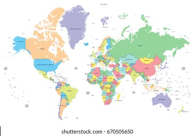 Dotted Political World Map Capitals Raster Stock Illustration 670505650 ...