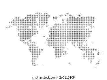 Dotted World Map Clean Wite Background