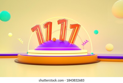 Double 11 Day 3d Number On The Yellow Background