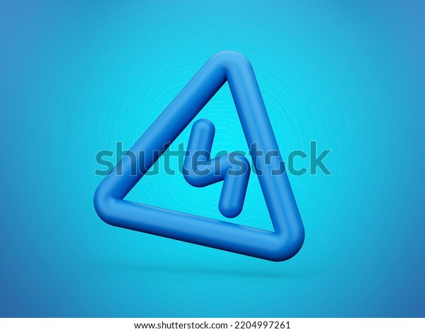 Double bend first to the left warning sign\
Blue 3d Icon 3d\
illustration