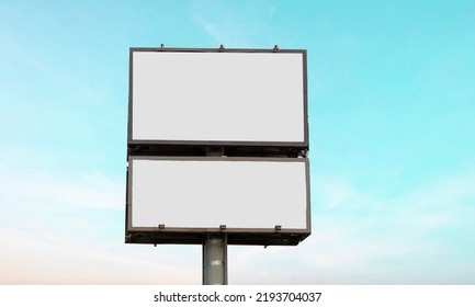 Double Deck Road Billboard On Blue Sky Background	3d Render
