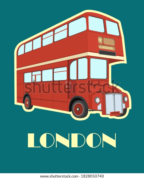 Double decker bus from England. Website, icon,\
postcards, place for\
text.