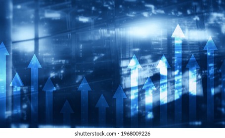 Double exposure Arrows Up Modern City Concept 2021 - Powered by Shutterstock