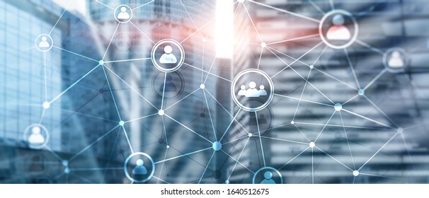 Double exposure people network structure HR - Human resources management and recruitment concept. - Shutterstock ID 1640512675