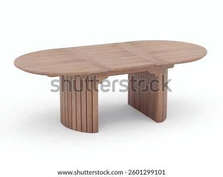 Double extendable oval table. with white background