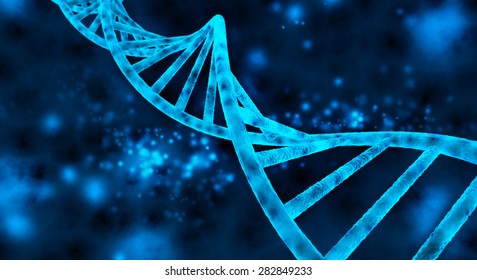 Double Helix Of The DNA In Blue Background