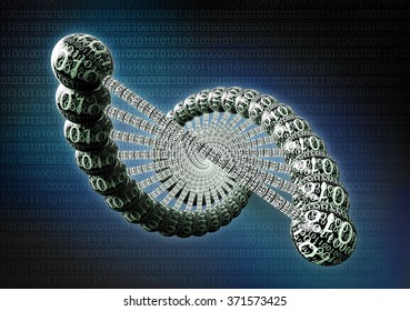 Double Helix Dna Made Out Of Binary Computer Code