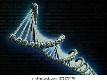 Double Helix Dna Made Out Of Binary Computer Code