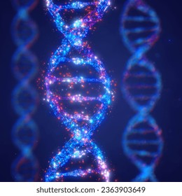 Double helix DNA molecule. Recombinant DNA technology 3d illustration concept. Creating new genes with new functions by manipulating and isolating DNA segments