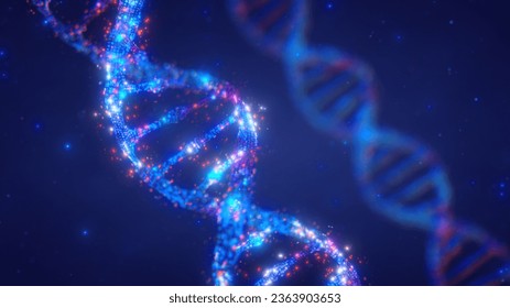 Double helix DNA molecule. Recombinant DNA technology 3d illustration concept. Creating new genes with new functions by DNA fragments manipulation