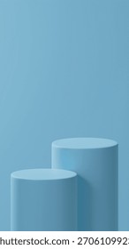 Double horizontal podiums on Cloud Reflection color placed over Cloud Reflection Background. Photo of 2 Podium on Studio