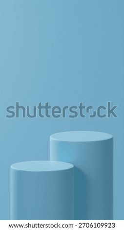 Double horizontal podiums on Cloud Reflection color placed over Cloud Reflection Background. Photo of 2 Podium on Studio