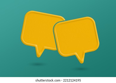 Double Orange Speech Bubble With Border Paper Cut On  Green  Background. Conceptual Image About Communication And Social Media, Customer Feedback