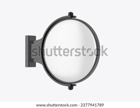 Double sided rotating Back lit signage circular board, led glow advertising board, vinyl company sign on wall. 3d illustration.	